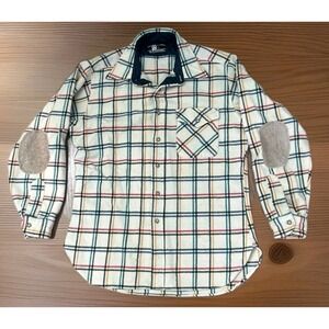 Vintage Pendleton Lobo Wool Flannel Shirt Men's Large Grid Plaid Elbow Patches